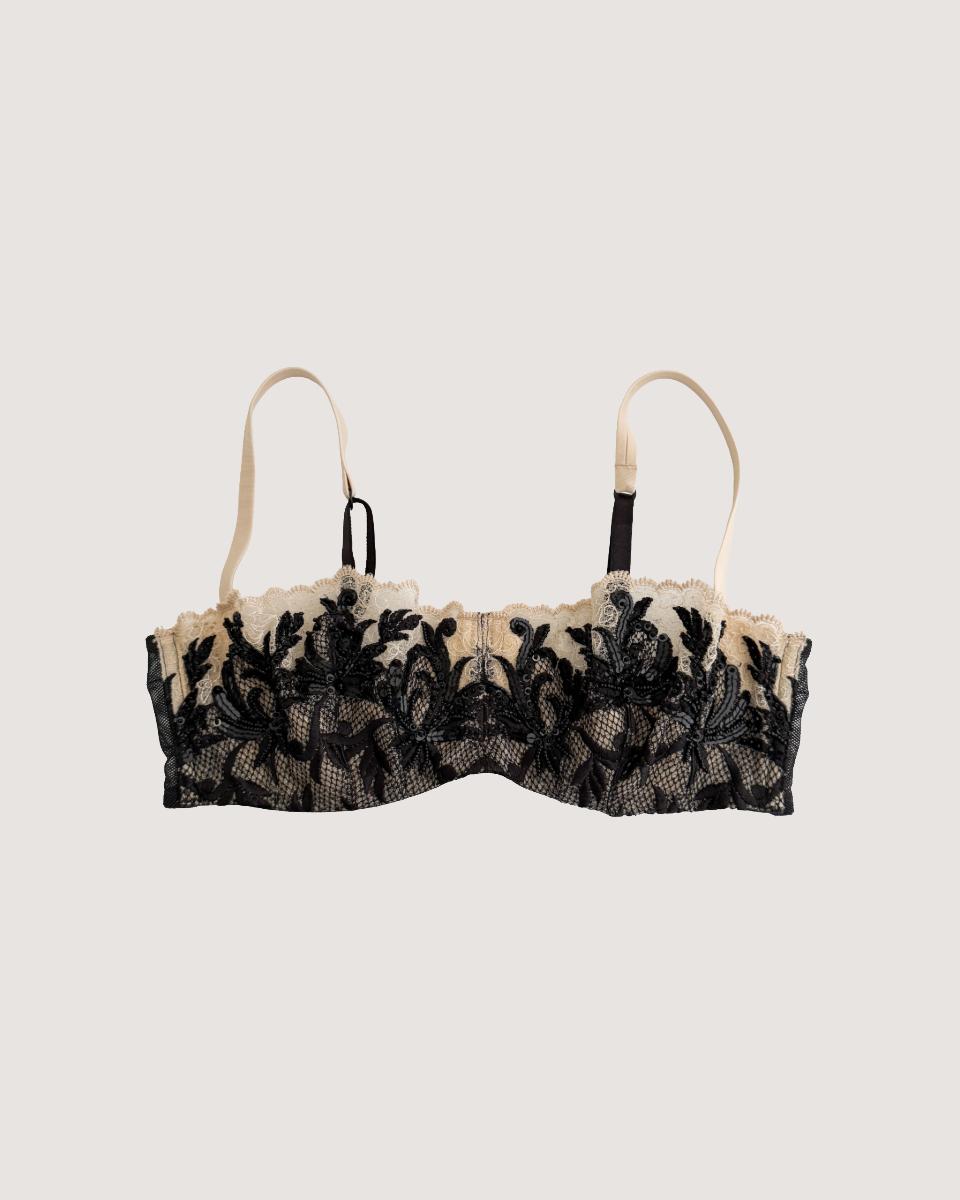 Vintage 2003 VS Black & Beige Beaded Embroidered Bra (Multiple